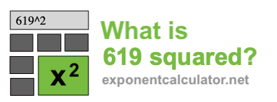 What is 619 squared? 619 squared