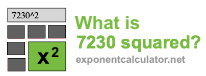 What is 7230 squared? 7230 squared